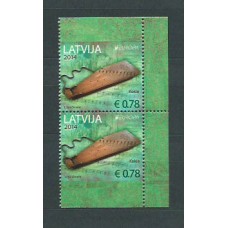 Tema Europa 2014 Letonia Yvert 879a/79b Imperf de Carnet ** Mnh