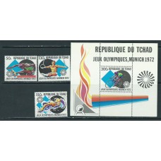 Tchad - Correo Yvert 255/7+H.13 ** Mnh  Olimpiadas de Munich