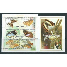 Tchad - Correo Yvert 961/6+H.79 ** Mnh  Fauna mariposas