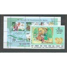 Vietnam Rep. Socialista - Correo 1992 Yvert 1274/8+H.71 ** Mnh  Descubrimiento de América