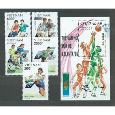Vietnam Rep. Socialista - Correo 1992 Yvert 1308/12+H.74 ** Mnh  Deportes fútbol