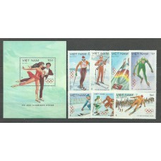 Vietnam Rep. Socialista - Correo 1984 Yvert 478/84+H.11 ** Mnh Olimpiadas de Saporo