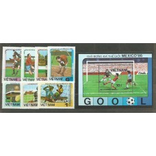 Vietnam Rep. Socialista - Correo 1985 Yvert 644/50+H.27 ** Mnh  Deportes fútbol