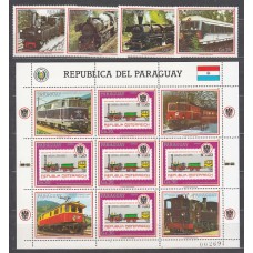 Paraguay - Aereo Yvert 1070/4 ** Mnh Trenes