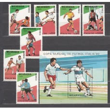 Nicaragua - Aereo Yvert 1278/84 + H 89 ** Mnh Deportes fútbol