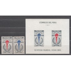 Peru - Aereo Yvert 166/7+H.4 ** Mnh Deportes. Olimpiadas de Roma