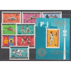 Mongolia - Aereo Yvert 17/24+Hb 29 ** Mnh  Olimpiadas de Munich