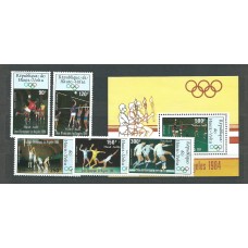 Alto Volta Aereo Yvert 251/5+Hb 23 ** Mnh  Olimpiadas de los Angeles