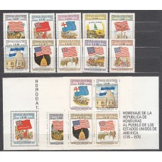 Honduras - Aereo 1977 Yvert 563/72 + H 24/6 ** Mnh Independencia de EEUU