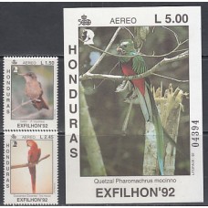 Honduras - Aereo 1992 Yvert 792/3 + H 49 ** Mnh Fauna aves