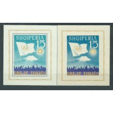 Albania Hojas 1964 Yvert 6K Dentada y sin dentar ** Mnh Juegos Olimpicos de Tokyo