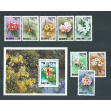 Bhutan - Correo Yvert 475/82+Hb 66 ** Mnh  Flores