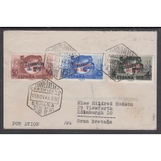 Historia Postal - Ifni Edifil 65/7 Correo certificado de Sidi Ifni a Edimburgo de 1949