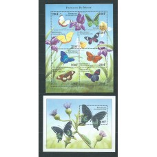 Centroafrica - Correo Yvert 1618BQ/BX+H.173 ** Mnh  Fauna mariposas