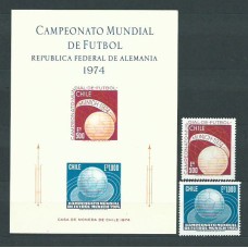 Chile - Correo  1974 Yvert 415/16 + Hb 19 ** Mnh Deportes Fútbol