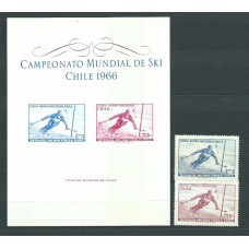 Chile Aereo Yvert 232/3 + Hb 6 ** Mnh Deportes Esqui