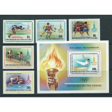 Costa de Marfil - Correo Yvert 511/5+Hb 15 ** Mnh  Deportes