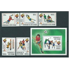 Costa de Marfil - Correo Yvert 583/7+Hb 19 ** Mnh  Deportes fútbol