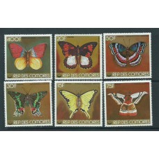 Comores - Correo 1978 Yvert 220/4+A 144 ** Mnh  Fauna mariposas
