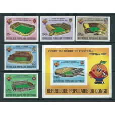 Congo Frances - Aereo Yvert 280/4+H.24 sin dentar ** Mnh  Deportes fútbol