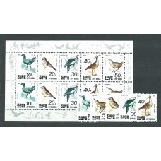 Corea del Norte - Correo 1990 Yvert 2169/73+Hb 78 ** Mnh  Fauna aves