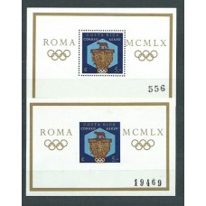 Costa Rica - Hojas Yvert 4 dtº y sin dentar ** Mnh Olimpiadas de Roma