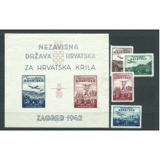 Croacia - Correo 1942 Yvert 50/3+Hb 1/2 (*) Mng Avion