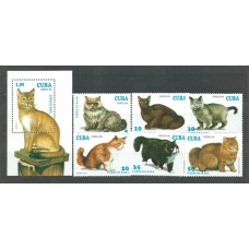 Cuba - Correo 1994 Yvert 3351/6+H.138 ** Mnh Fauna gatos
