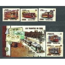 Cuba - Correo 2004 Yvert 4153/7+H.187 ** Mnh Trenes