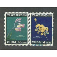 Cuba - Correo 1958 Yvert 496/7 usado Navidad flores