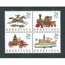Estados Unidos - Correo 1992 Yvert 2124/27 ** Mnh Trenes