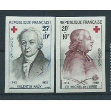 Francia - Correo 1959 Yvert 1226/7 sin dentar ** Mnh  Cruz roja