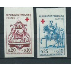 Francia - Correo 1960 Yvert 1278/9 sin dentar ** Mnh  Cruz roja