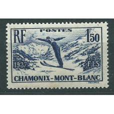 Francia - Correo 1937 Yvert 334 ** Mnh  Deportes esqui