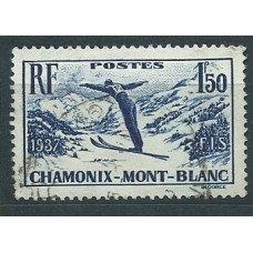 Francia - Correo 1937 Yvert 334 usado   Deportes esqui