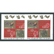 Filipinas - Hojas Yvert 49 dentado y sin dentar ** Mnh  Año del gallo