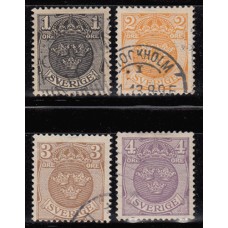 Suecia - Correo 1910-19 Yvert 73/5 usado Escudos