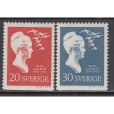 Suecia - Correo 1958 Yvert 434/5a ** Mnh Selma Lagerlof escritora