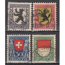 Suiza - Correo 1924 Yvert 214/7 usado Escudos