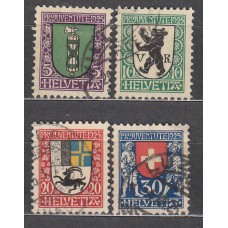 Suiza - Correo 1925 Yvert 218/21 usado Escudos