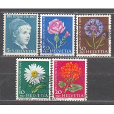 Suiza - Correo 1963 Yvert 721/5 usado Pro juventud flores