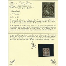 España Clásicos 1853 Edifil 22 (*) Mng  Pequeña Reparación . Cert. Graus - Bonito