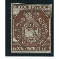España Clásicos 1853 Edifil 23 (*) Mng  Color fuerte y buenos márgenes, pequeño defecto margen superior Cert. Graus Bonito