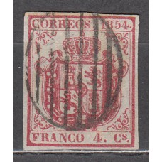 España Clásicos 1854 Edifil 33Ap Usado - Papel azulado fino