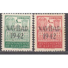 Barcelona Correo 1942 Edifil 40/1 SH ** Mnh Navidad