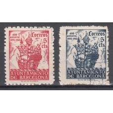 Barcelona Correo 1943 Edifil 49/50 Usado - Colón