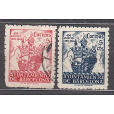 Barcelona Correo 1943 Edifil 49/50 Usado - Colón