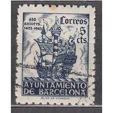 Barcelona Correo 1943 Edifil 50 Usado - Colón
