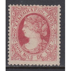 España Telégrafos 1869 Edifil 27 (*)  Bonito F. Roig