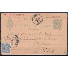 España Enteros Postales 1893 Edifil 34Fe usado  Franqueo complementario 215  Esquina rota